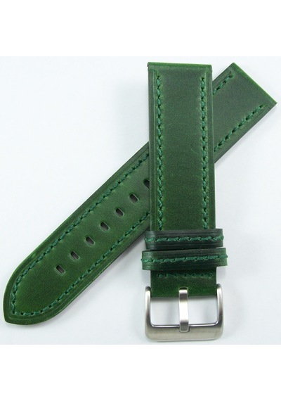 Bizon Yeşil Haki Gerçek Deri Saat Kordonu 20mm Akıllı Pimli Spor