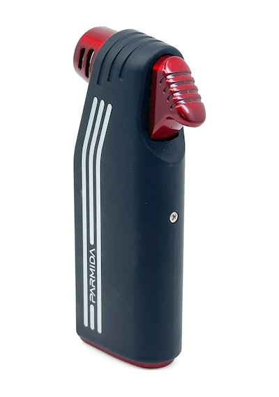 Parmida Tek Torch Jet Alev Pipo Çakmağı Dahili Pipo Kaşığı - Kırmızı/siyah