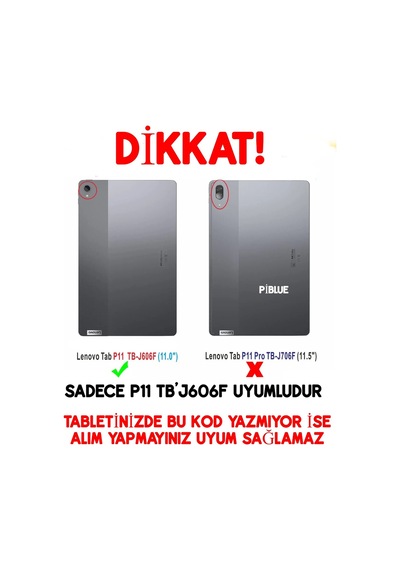 Lenovo Tab P11 Tb-j606f Za7r0223tr Uyumlu 360 Dönerli Tablet Kılıfı 3lü Set Arka Kapak