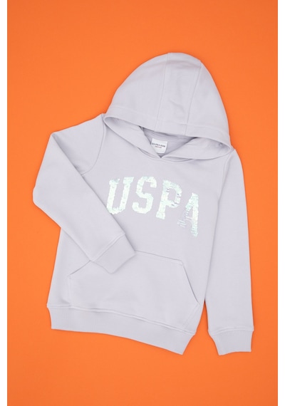 U.S. Polo Assn. Kız Çocuk Lila Payet İşlemeli Kapüşonlu Basic Sweatshirt 50314312-VR245