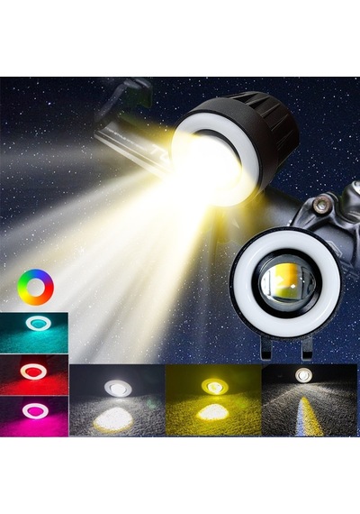 Space Offroad Sis Lambası Sarı-beyaz 7 Renk Gündüz Ledli Dönerli Set 12-60v / Lass372