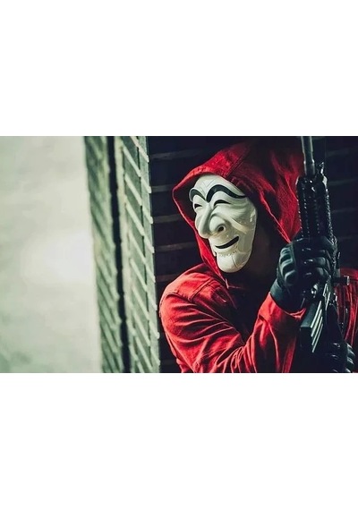 Koreli Hırsız Teatral Hahoe Maskesi - Para Heist Maskesi - Dali Maskesi Lisinya