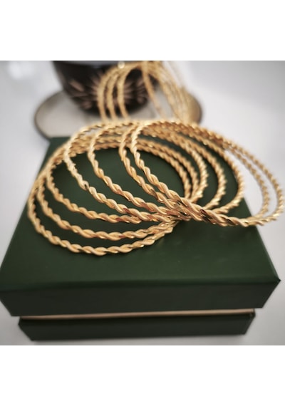 925 Ayar Gümüş İkili Adana Burma Gold Bilezik Sl9803 Gold
