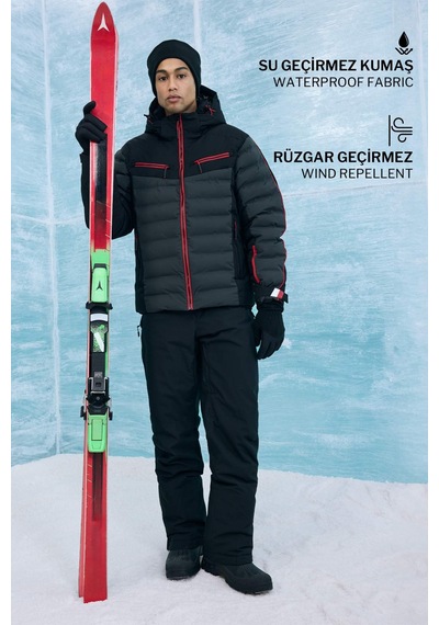 Defacto Su İtici Regular Fit Kapüşonlu Fermuarlı Rüzgar Geçirmez Kayak Montu F5352ax25wnbk81 Siyah-bk81