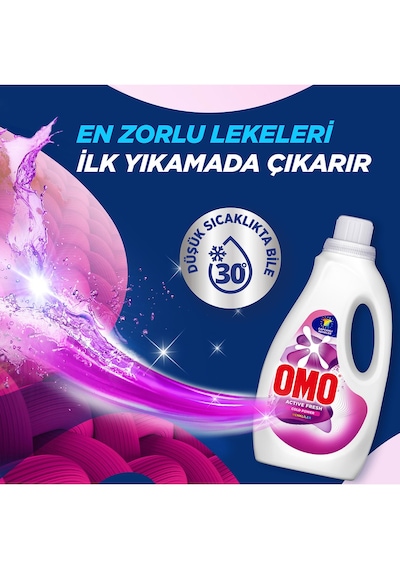 Omo Active Fresh Cold Power Renkliler Için Sıvı Deterjan 1500 Ml X 3