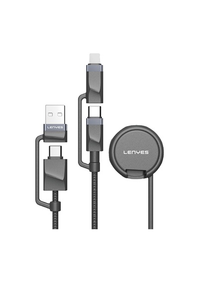Lenyes Lc541 Usb-a + Type-c To Lightning Type-c Akıllı Saat Şarj Kablosu 60w 1m Siyah