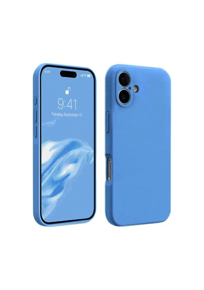 Apple iPhone Uyumlu 16 Plus Kılıf First Silikon - Mavi Bz8683140794798