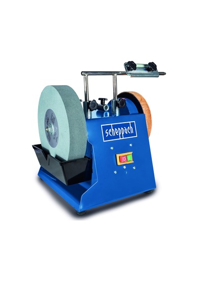 Scheppach Tıger2500 Islak Zımpara Sistemi, Çelik Gövdeli, Islak Zımpara Makinesi, Islak Taşlama Makinesi, 200 W Güç, 250 Mm Çapındaki Değerli Oksitten Bileme Taşı, Çekme Macunu, Açı Ölçer, Zımpara