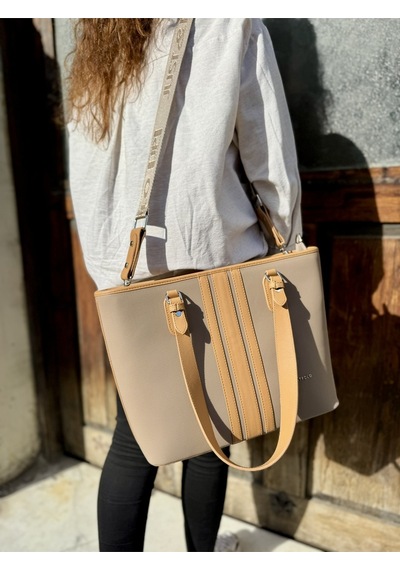 Kadın Orijinal Just Polo Yeni Sezon Büyük Boy 3 Bölmeli Lüks El Ve Omuz Çantası Shoulder Bag Bej