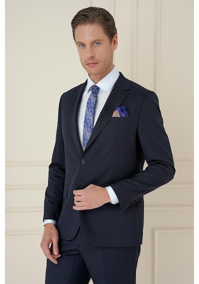 Efor Slim Fit Çift Yırtmaç Mono Yaka Klasik Lacivert Takım Elbise Tk 912 Lacivert