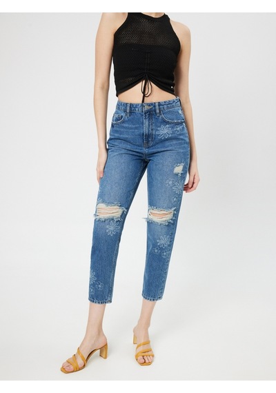 Mom Regular Fit Kadın Pantolon Mavi