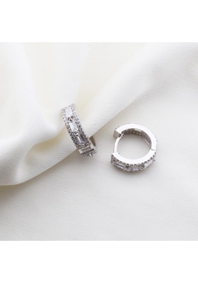 Baget Kesim Starlight Diamond Gümüş Halka Küpe