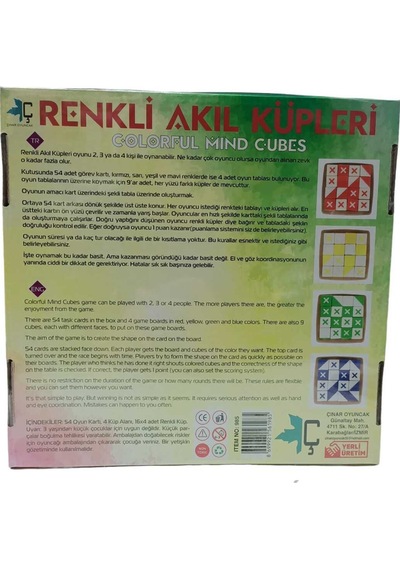 Renkli Akıllı Küpler Kutu Oyunu / Zeka Oyunu / Zeka Küpleri / Eğitici Oyun