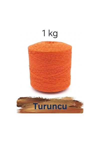 1 Kg Pamuklu El Örgü İpi Runner İpi- Amigurumi Koton İp Punch İpi Motif Turuncu Renk
