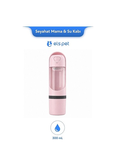 Els Pet Seyahat Mama Ve Su Kabı Pembe Els-tbp Taşınabilir Ve Kompakt Çözüm