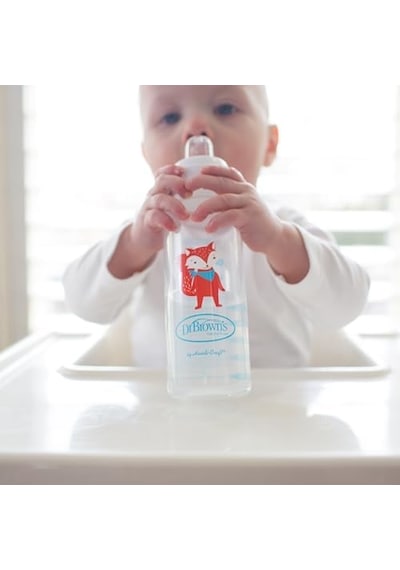 8 Oz/250 Ml Pp Dar Ağız + Sippy Biberon Bardak, Tilki, Tekli Paket Açık Kahverengi