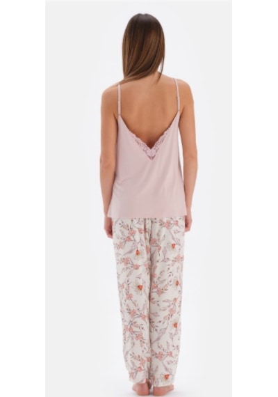 Eros 33524 3 Lü Sabahlıklı Kadın Pijama Takımı Pudra