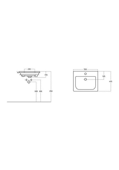 Sanovit Soft 55 CM Konsollu Oval Köşeli Lavabo Beyaz