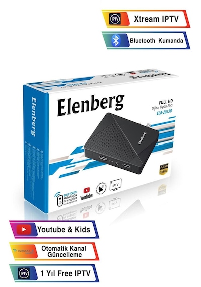 Elenberg ELB-2023B Çanaklı Çanaksız İnternet TV Destekli Bluetooth Kumandalı Full HD Uydu Alıcı