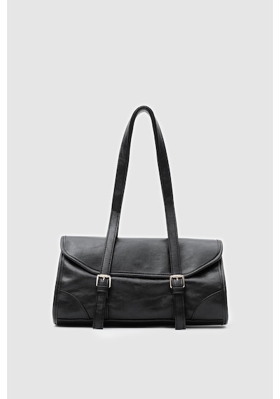 Calvino Vintage Baget Çanta Siyah Siyah