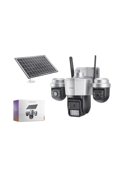 Lenovo W14cz Smart Solar 4g Sım Kartlı Ip Güvenlik Kamerası 3 Lens 3x3mp Aov Ptz - Siyah