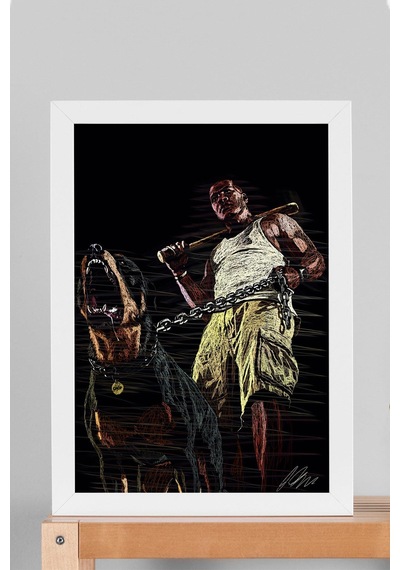 Gta Franklin Clinton Chop Çerçeveli Tablo Grand Theft Auto - Estetik Poster