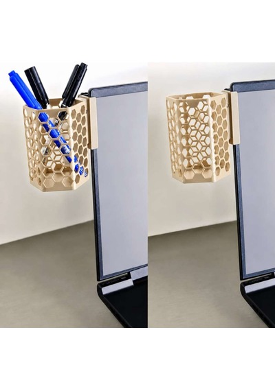 3d Baskı Monitor Kalemlik - Petek Desenli Laptop Kenar Altıgen Kalemlik-bej Diğer