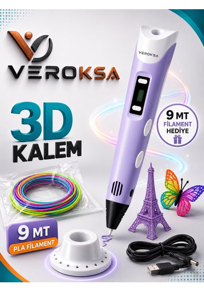 Mor 3d Kalem - 3d Yazıcı Kalem Filamentli Çeşitli Filament Seçenekleri İle 9 Mt
