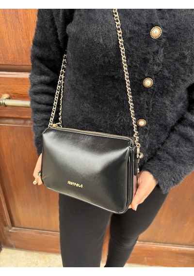 Just Polo Kadın Zincir Askılı Günlük Ve Özel Kullanıma Uygun Şık Tasarımlı Omuz & Çapraz Çanta Shoulder Bag Siyah