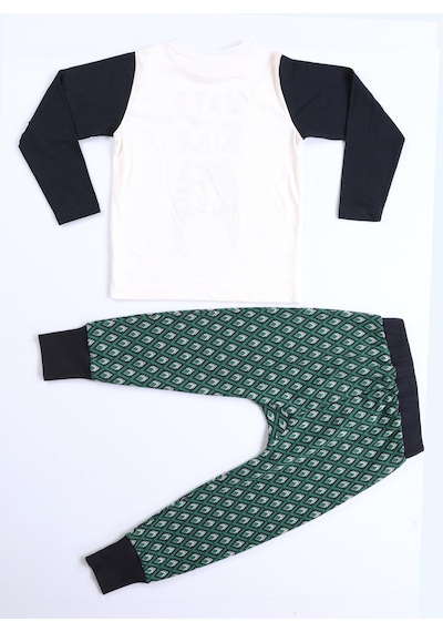 Casabony Cats Rule Erkek Çocuk Pantolon + T-Shirt Takım-Indigo - Beyaz İndigo - Beyaz