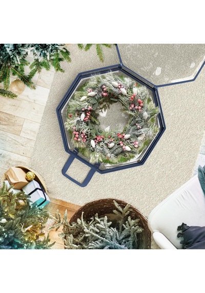 Çelenk Saklama Kabı - Şeffaf Noel Çelenk Saklama Çantası, Çift Fermuar Ve Kulplar - 76 Cm Premium Çelenk Saklama Düzenleyici Kutusu