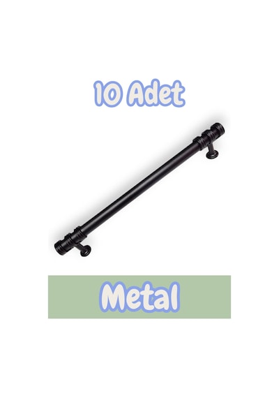 Nesli Alüminyum Metal Lüks Modern Mobilya Çekmece Mutfak Dolabı Kulpu Siyah 128mm 10 Adet Siyah
