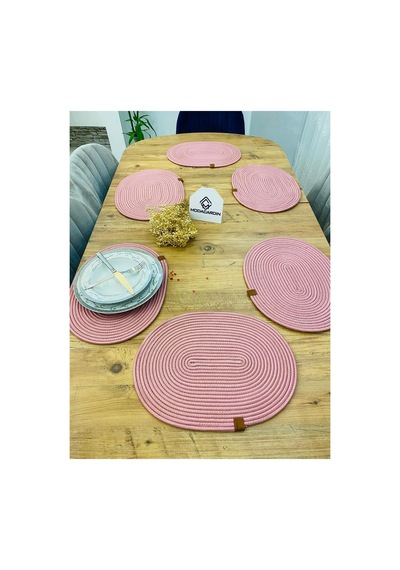 Jüt Hasır Amerikan Servis Oval Supla 6 Lı Pembe Pembe