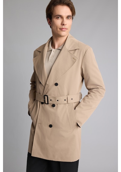 Defacto Slim Fit Astarlı Düğmeli Cepli Kemerli Mevsimlik Trençkot D5528ax26aubg716 Bej-bg716