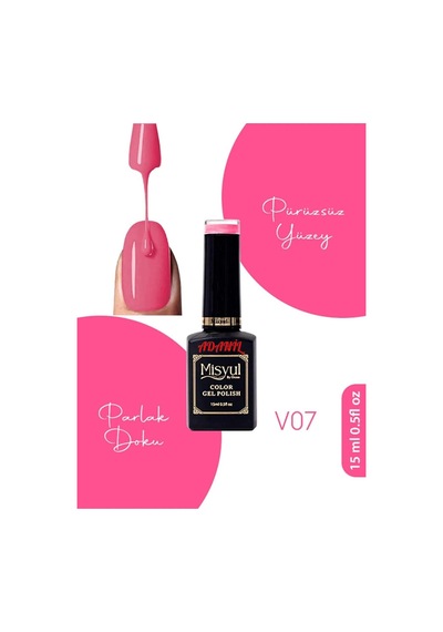 Adanil 15 ML Misyul Profesyonel Kalıcı Oje Saydam Şeker Pembe No:V07