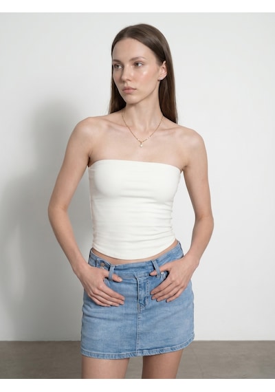 Dilvin 21218 Straplez Top-ekru