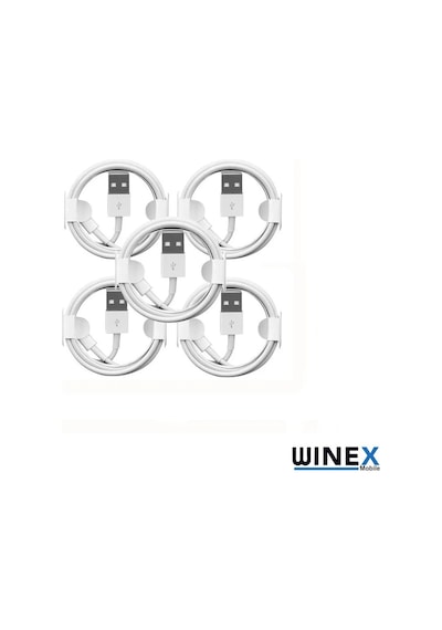 Winex 5 Adet 3a 45w Usba To Lightning 1m Hızlı Şarj Kablosu Beyaz
