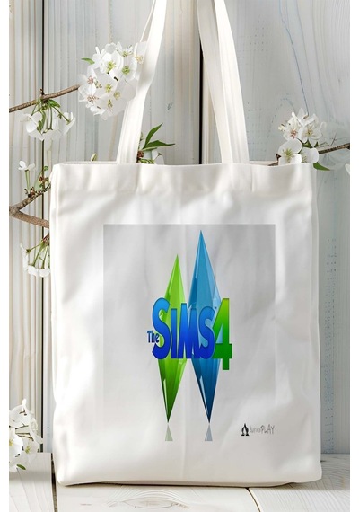 Art Hediye Sims Oyun Baskılı Bez Çanta Omuz Çantası Model 3 Çok Renkli