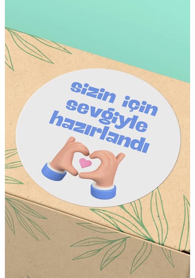 Sevgiyle Hazırlandı Mavi Sticker 3x3cm St2269 Çok Renkli