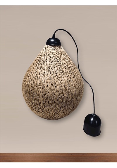 Tek-iş 30 Cm X 36 Cm X 96 Rustik Jüt Halatlı Sarkıt Lamba Avize Keten Ip Başlık Küre Top Sarkıt Avize Damla