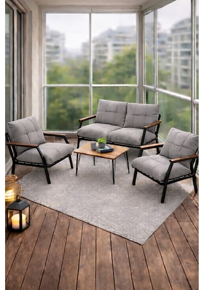 Ard & Garden Sehpalı Açıkgri Fermuarlı Bahçe Balkon Takımı, Cafe, Salon - Metal Kanepe Koltuk Takımı Açık Gri Ard & Garden Sehpalı Açıkgri Fermuarlı Bahçe Balkon Takımı, Cafe, Salon - Metal Kanepe Koltuk Takımı Açık Gri