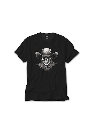 Kovboy Skull Siyah Tişört Siyah