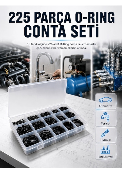 Mey İthalat 18 Ölçü O-ring Conta Seti Otomotiv, Tesisat Ve Hidrolik İçin Kauçuk Conta Kiti