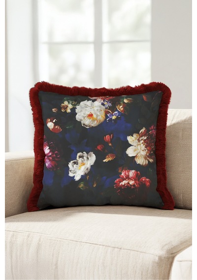 Çiçek Motifli Şakayık Saçaklı Yastık Kılıfı - Romantik Floral Lacivert Bordo Püsküllü Kırlent Kılıfı Puslu Vadi Nova Çiçek Motifli Şakayık Saçaklı Yastık Kılıfı - Romantik Floral Lacivert Bordo Püsküllü Kırlent Kılıfı Puslu Vadi Nova