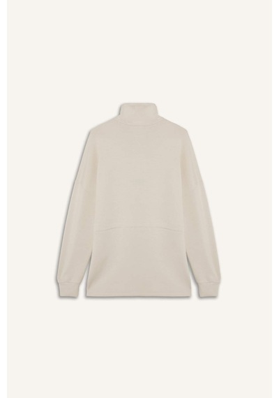 Defacto Long Fıt Dik Yaka Modal Sporcu Sweatshirt F9065ax26sper218 Ekru-er218