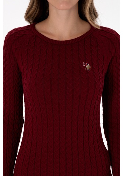 U.S. Polo Assn. Kadın Bordo Bisiklet Yaka Basic Kazak 50307728-VR014