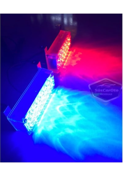 96 Led 3 Modlu Panjur İçi Çakar Led Panjur Arası Çakar Kırmızı Mavi 48x2 Led Lamba Flaşlı Polis Işığı 12v 00 Şüscaroto Aksesuar