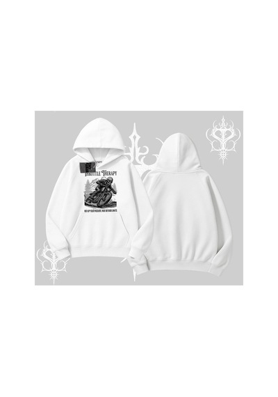 Tarzsokak Kapşonlu Sweatshirt Throttle Therapy No Brakes Just Freedom Beyaz
