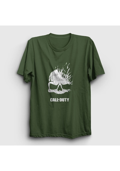 Presmono Unisex Skull Call Of Duty T-shirt Haki