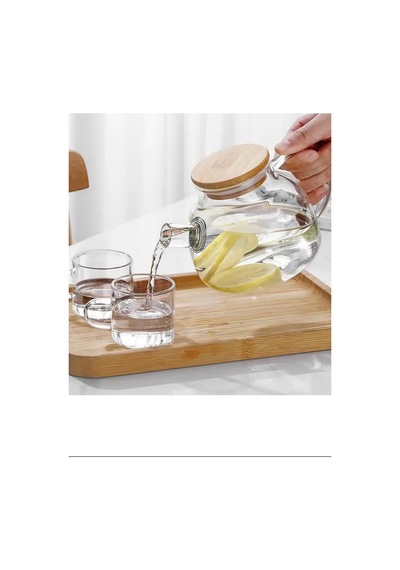 Bambu Kapaklı Borosilikat Cam Demlik 1000ml Royaleks-cm-2000